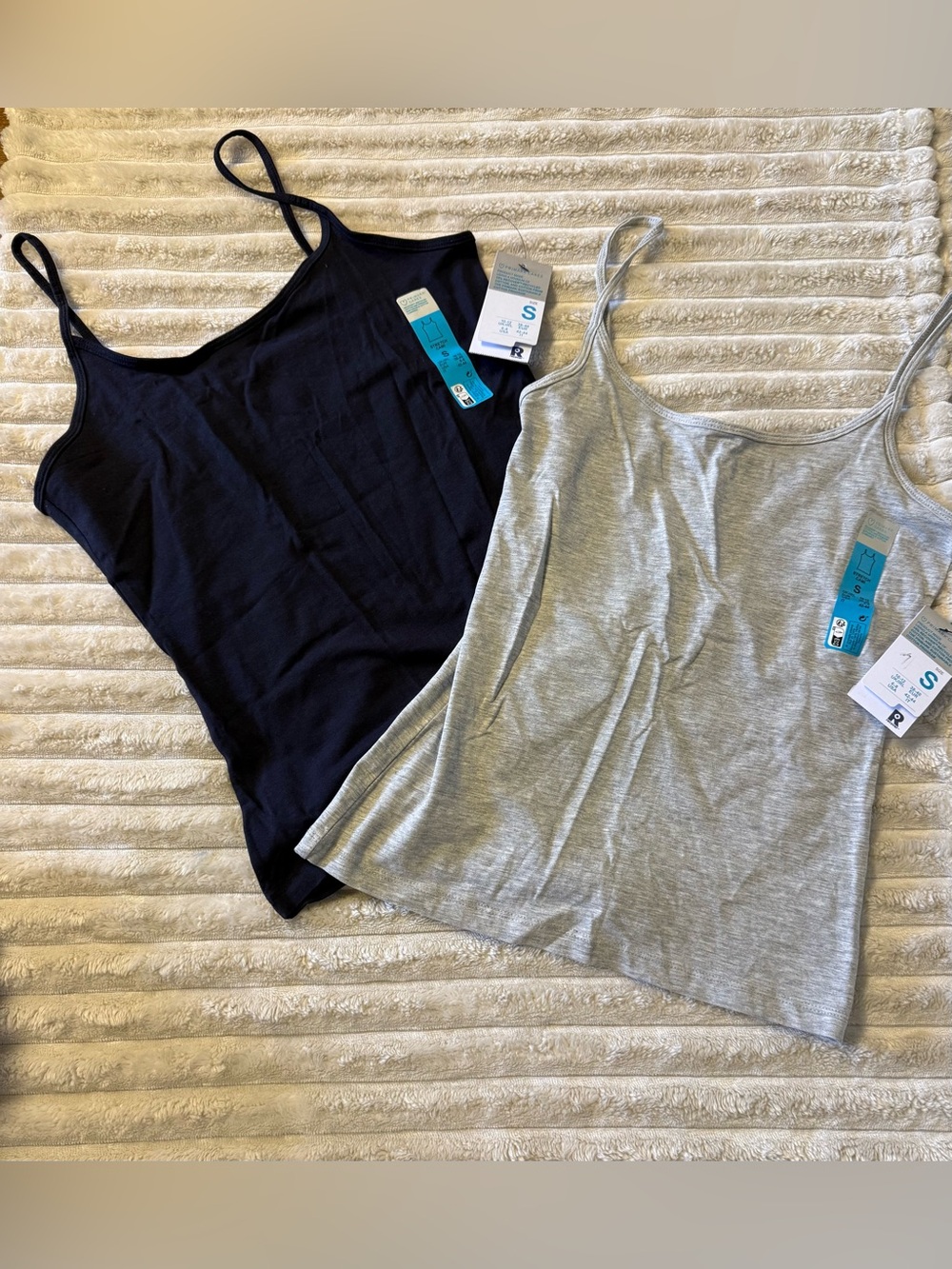 Primark Black & Light Gray Slim Strap Camisole Duo